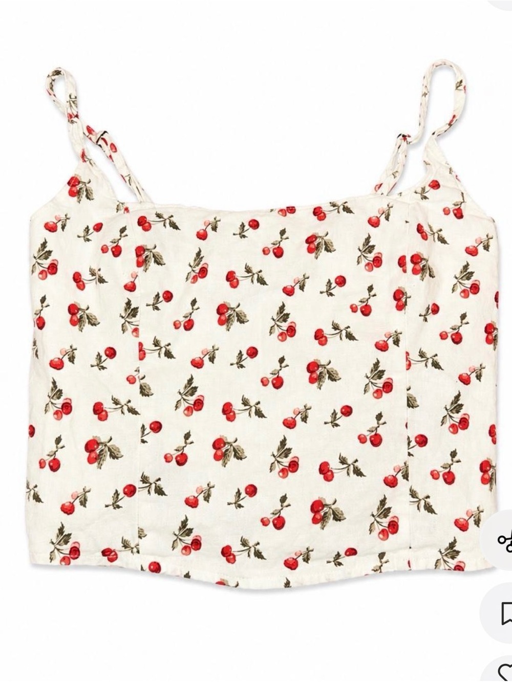 Abercrombie & Fitch Cream Cami with Red Cherry Print